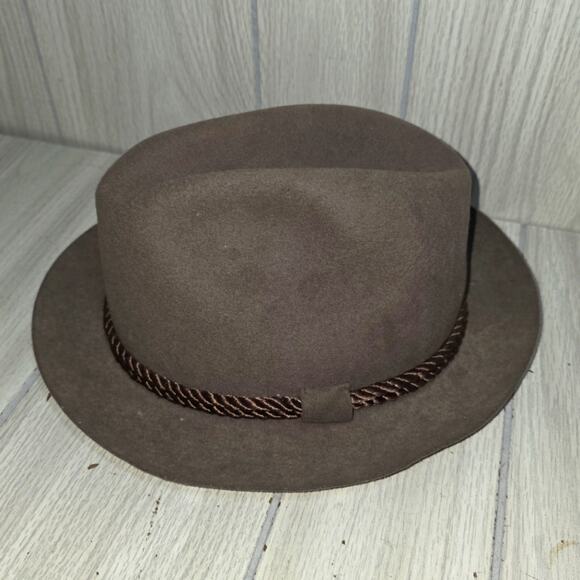Vtg Wool Brown/Gray Fedora Hat 7 1/8 USA Made Pedigree Fifth Ave New York - Picture 1 of 12